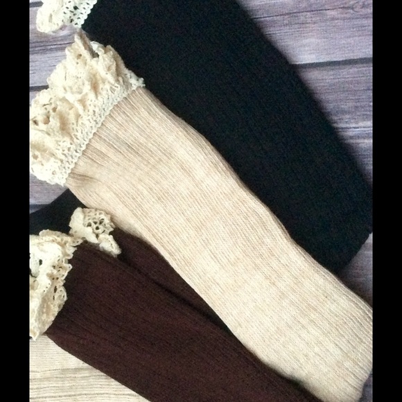 ❣️LAST 1❣️OATMEAL RIBBED OTK SOCKS - Picture 2 of 4