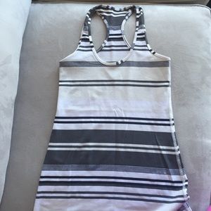 Lululemon gray &white stripped razor back, size 4