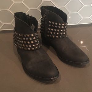 Black studded ankle boots
