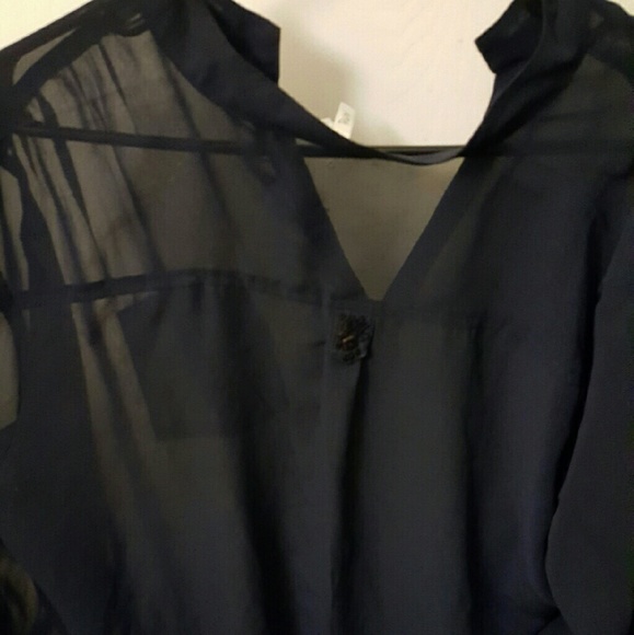Dark blue sheer blouse with sequin details - Picture 4 of 4