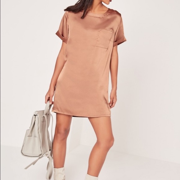 Satin Pocket Shift Dress