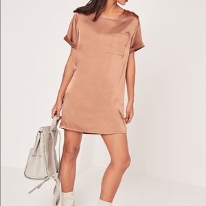 Satin Pocket Shift Dress