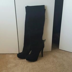 Knee high suede boots