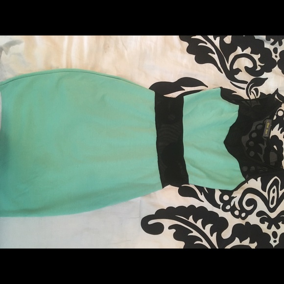 Teal and Black Cut Out Party Dress - Picture 3 of 3