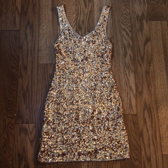 Rose Gold Sequin Mini Dress Amber Blue