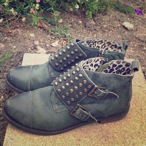 Green moto booties