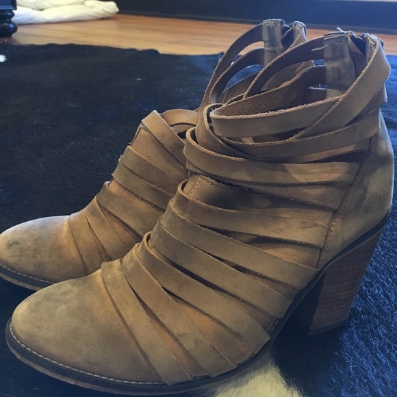 Free people tan hybrid heel bootie
