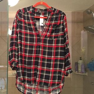 Blue and red white top