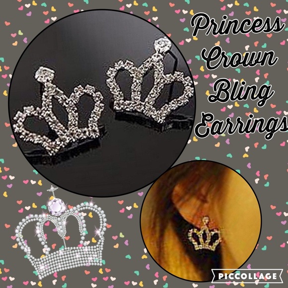 Jewelry - Chic New Silver Crystal Crown Ear Stud Earrings