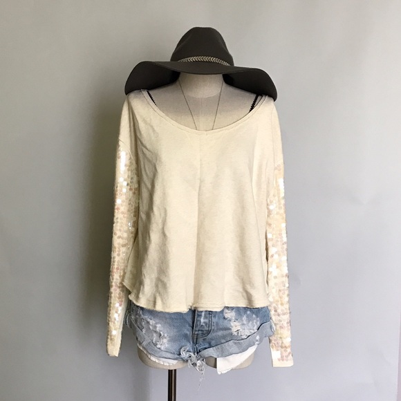 Free People sweatshirt with sequin sleeves
