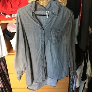 Grey distressed button up