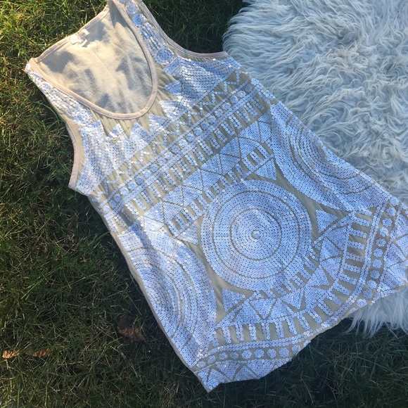 Gorgeous cream and white sequined tank