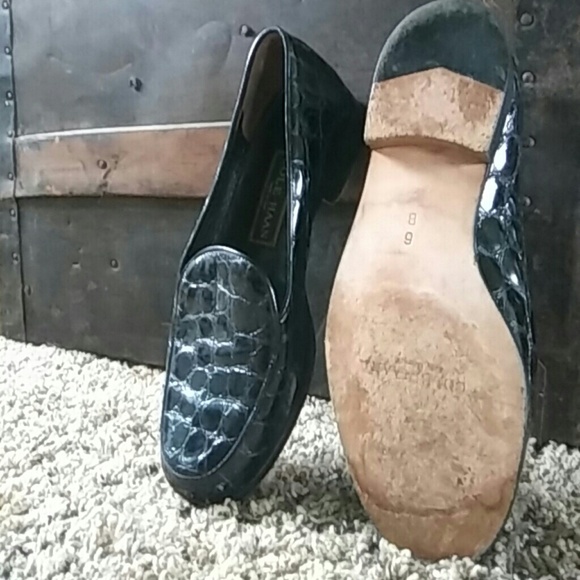 Black leather loafers