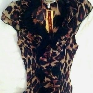 Leopard Print Sleeveless Blouse