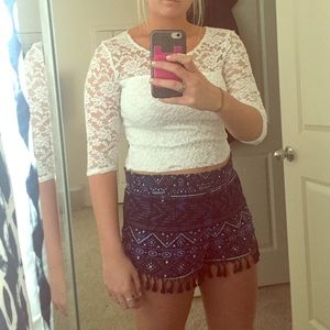 White lace crop top