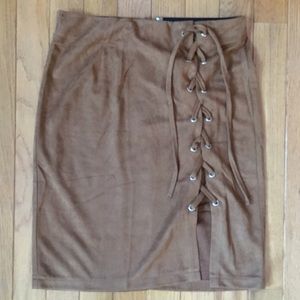 LF Lace Up Suede Skirt