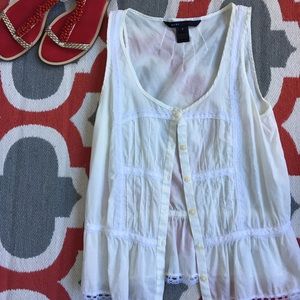 MarcJacobs white sleeveless buttondown peasant top