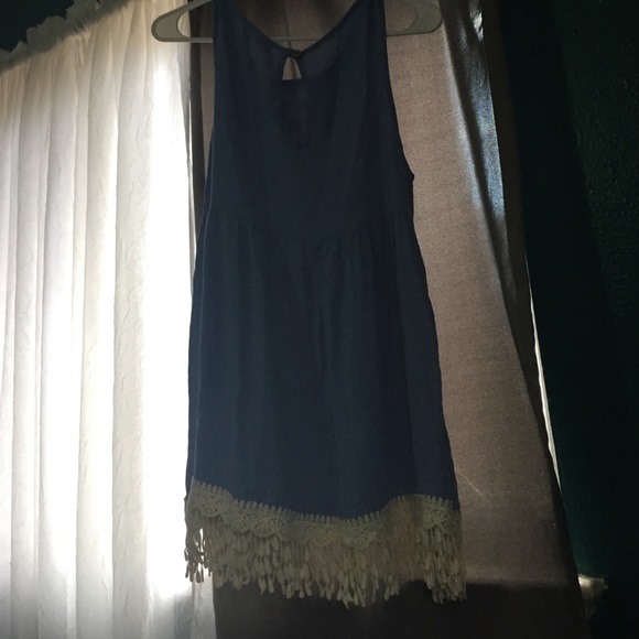 Periwinkle blue, boho tank top - Picture 2 of 4