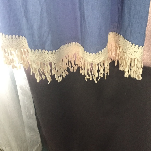 Periwinkle blue, boho tank top - Picture 3 of 4