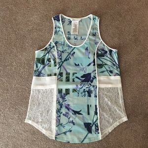 Floral and lace razor back tank