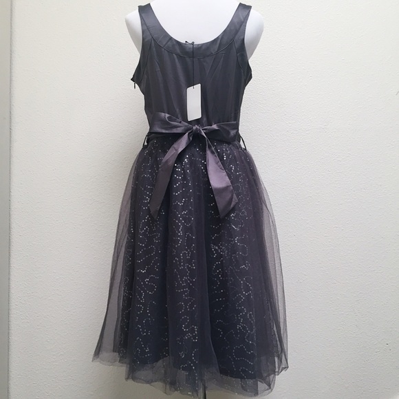 Grey Boutique Fit and Flare Dress with Sequins - Picture 4 of 5