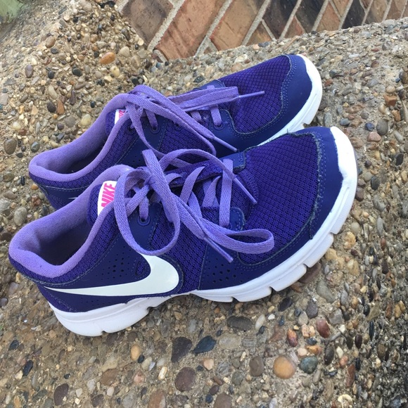 Purple Nike shoes.