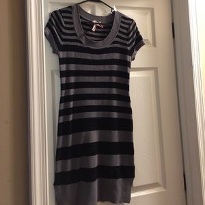 Short Sleeve Striped Sweater Dress