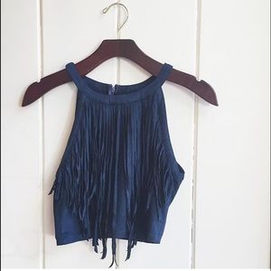 🔹 fringe suede crop top🔹