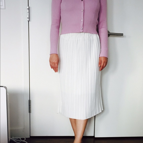 CLimport NEW！Pleated midi skirt in white - Picture 1 of 4