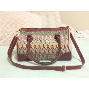 Leather and fabric shoulder bag