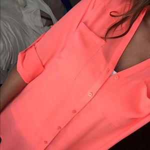 Bright  coral bottom up blouse