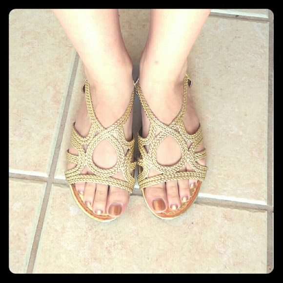 Gold braided sandals