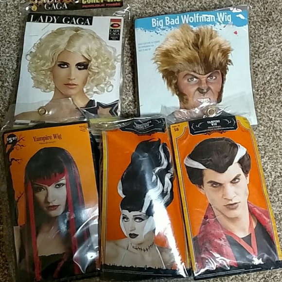 Lot of 5 Halloween wigs