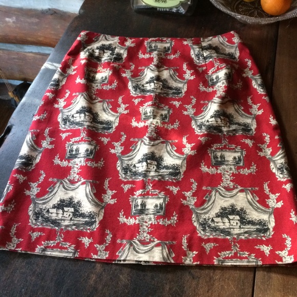 Talbots Red, Black & Tan Fall Skirt - 8P - EUC