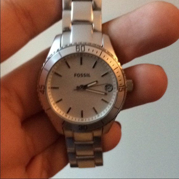 Silver fossil watch