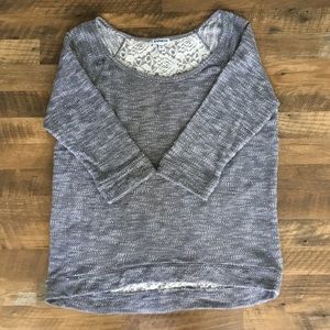 EXPRESS grey and off white lace top SZ XL