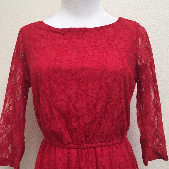 Red Lace Dress - Picture 2 of 5