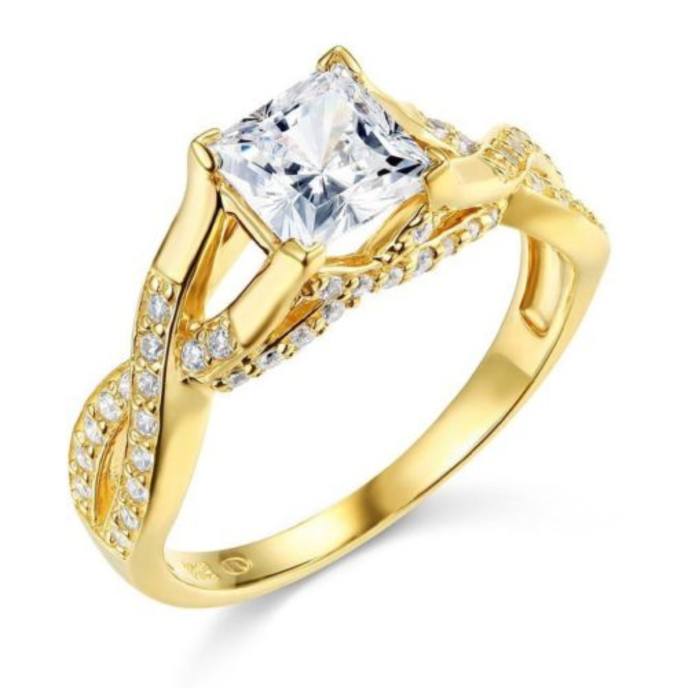 14K White or Yellow Gold Twist Engagement Ring