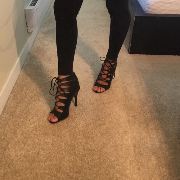 Black lace up heels