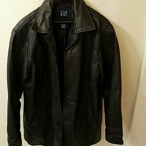 GAP mens black leather coat