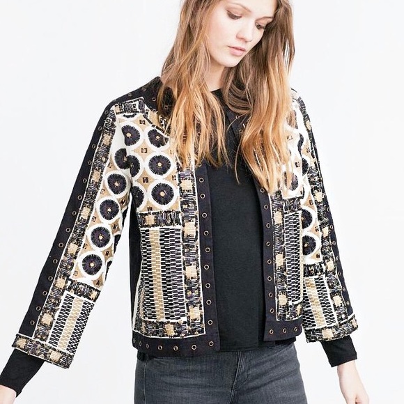 💞HP💞 ZARA Embroidered Embellished Aztec Jacket - Picture 3 of 8