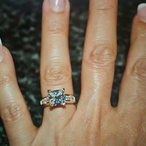 14K Yellow Gold simulated diamond Engagement ring