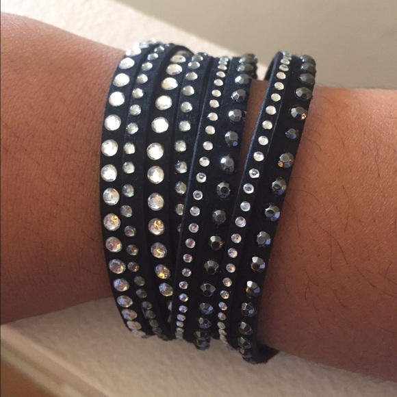 Swarovski elements vegan leather bracelet