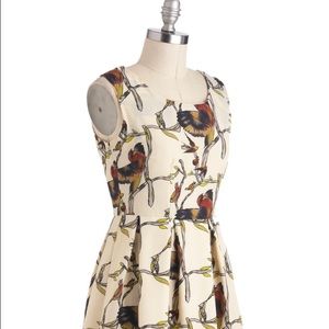 Aviary Printed Cream/Burgundy/Navy Dress