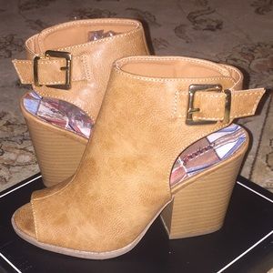 Tan Leather Shoetie Bootie Sandal