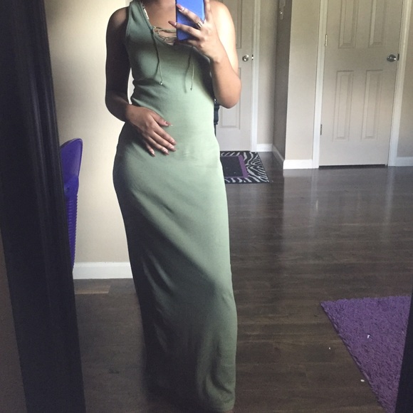 Long olive green dress