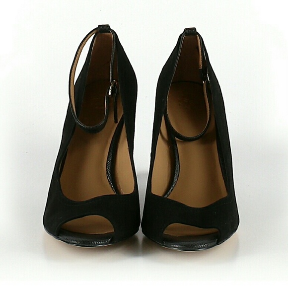Black Ann Taylor Peep Toe Wedges