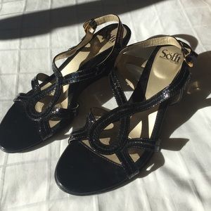 Glossy Black Women's "Sofft" Sandals