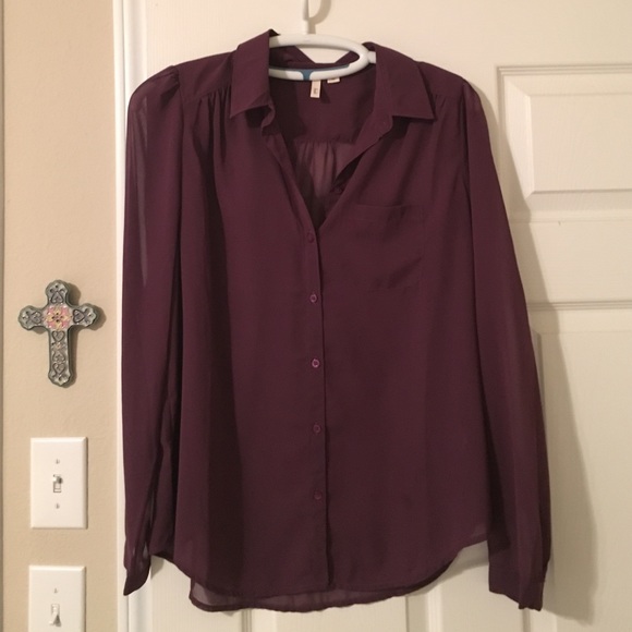 Nordstrom maroon button down blouse