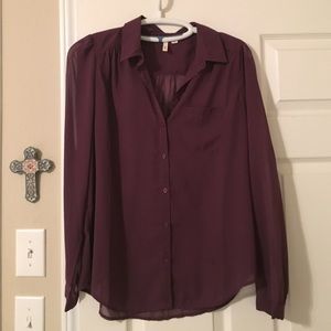 Nordstrom maroon button down blouse